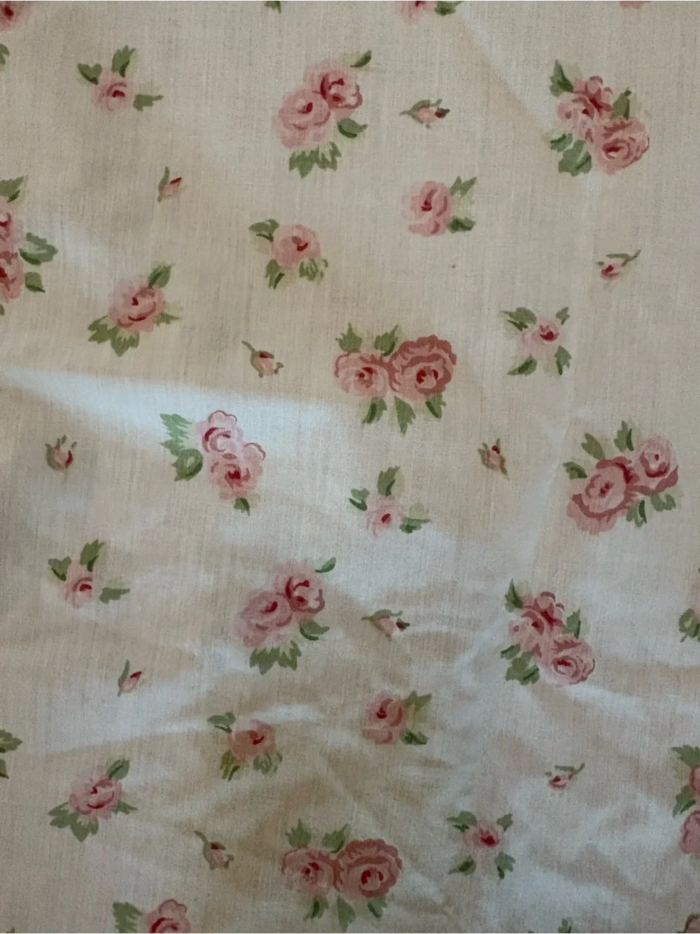 Vintage Laura Ashley Pink and Green Rose Print fitted/flat sheet set
